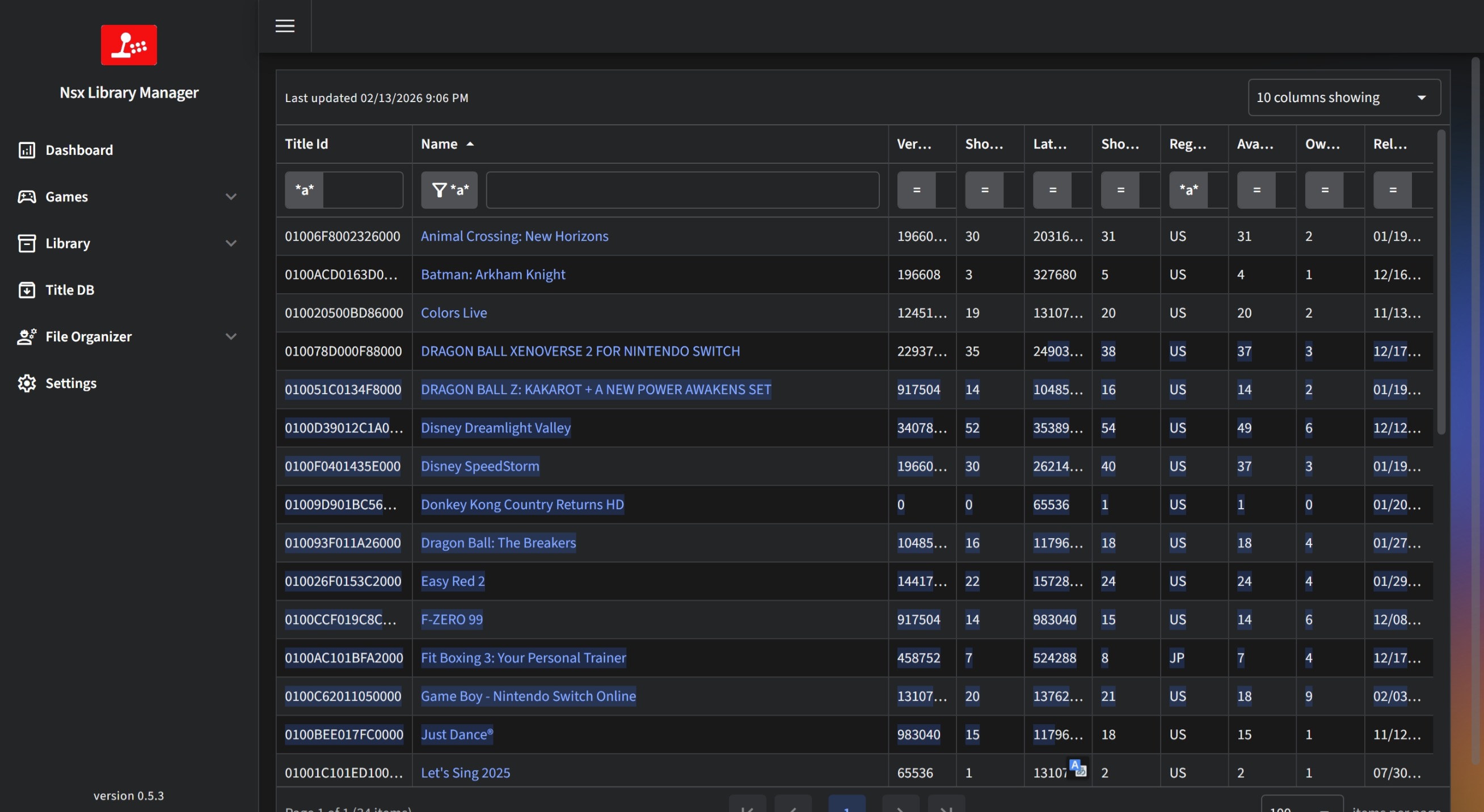 Screenshot von NsxLibraryManager